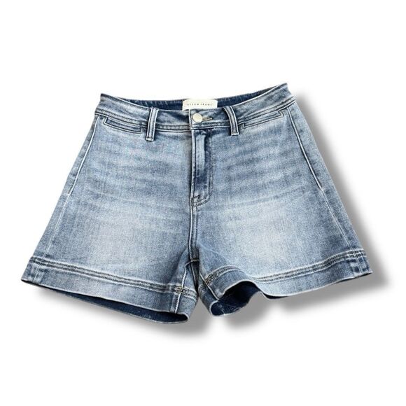 Risen Pants - Risen High Rise Front Welt Pocket Denim Short RDS6245 Summer Flat Women’s Size S